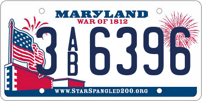 MD license plate 3AB6396