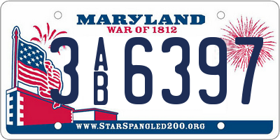 MD license plate 3AB6397