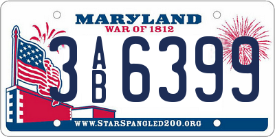 MD license plate 3AB6399
