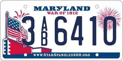 MD license plate 3AB6410