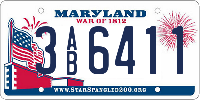 MD license plate 3AB6411