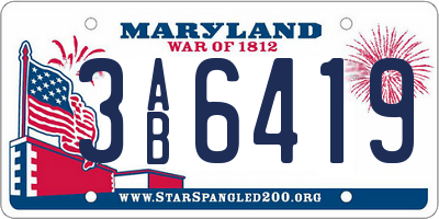 MD license plate 3AB6419
