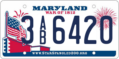 MD license plate 3AB6420