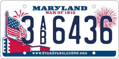 MD license plate 3AB6436