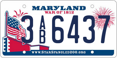 MD license plate 3AB6437