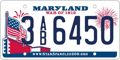 MD license plate 3AB6450