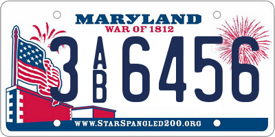 MD license plate 3AB6456