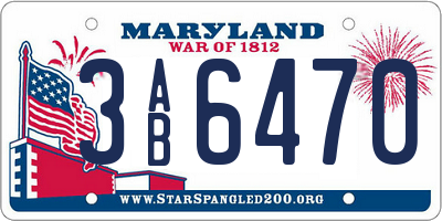 MD license plate 3AB6470