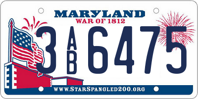 MD license plate 3AB6475