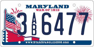 MD license plate 3AB6477