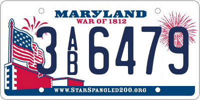 MD license plate 3AB6479