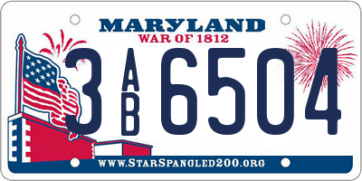 MD license plate 3AB6504