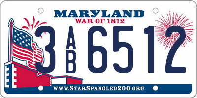 MD license plate 3AB6512