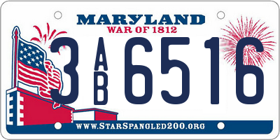 MD license plate 3AB6516