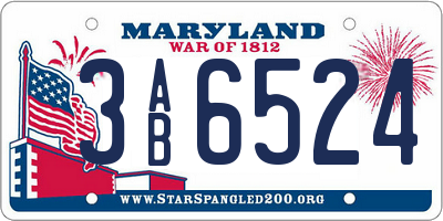 MD license plate 3AB6524