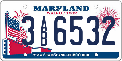 MD license plate 3AB6532