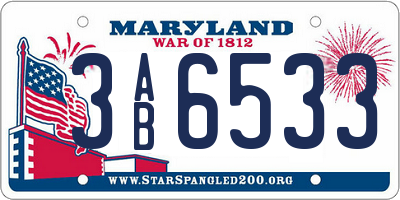 MD license plate 3AB6533