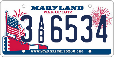 MD license plate 3AB6534