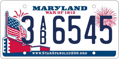 MD license plate 3AB6545