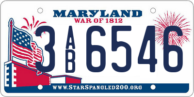 MD license plate 3AB6546