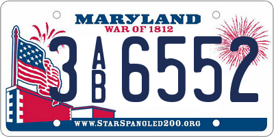MD license plate 3AB6552