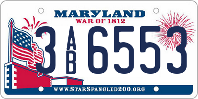 MD license plate 3AB6553