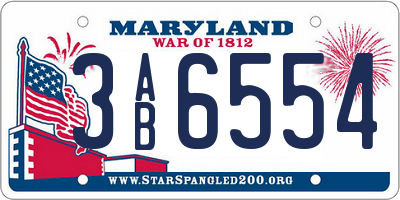 MD license plate 3AB6554