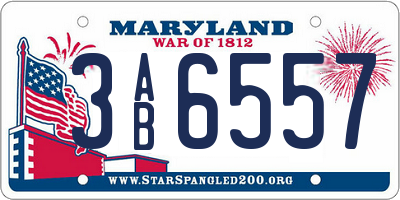 MD license plate 3AB6557