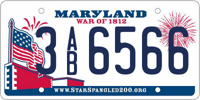 MD license plate 3AB6566