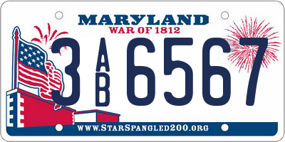 MD license plate 3AB6567