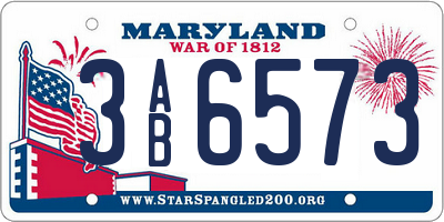MD license plate 3AB6573