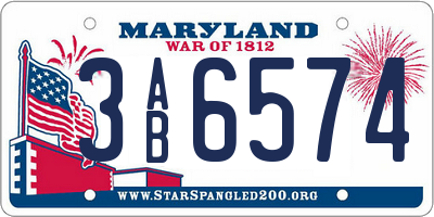 MD license plate 3AB6574