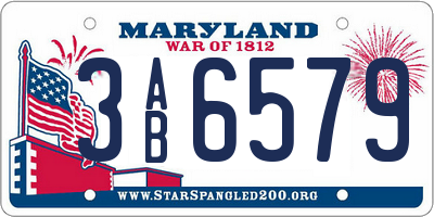 MD license plate 3AB6579