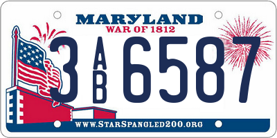 MD license plate 3AB6587