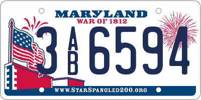 MD license plate 3AB6594
