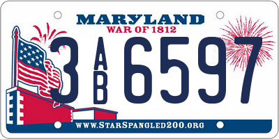 MD license plate 3AB6597