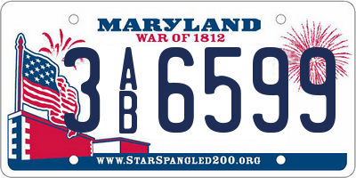 MD license plate 3AB6599