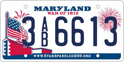 MD license plate 3AB6613