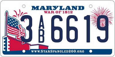 MD license plate 3AB6619