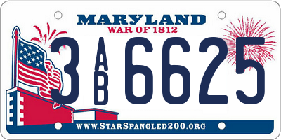 MD license plate 3AB6625