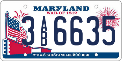 MD license plate 3AB6635