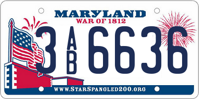 MD license plate 3AB6636