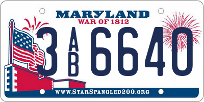 MD license plate 3AB6640