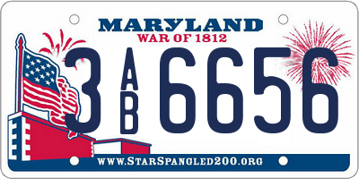 MD license plate 3AB6656