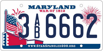 MD license plate 3AB6662
