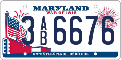 MD license plate 3AB6676