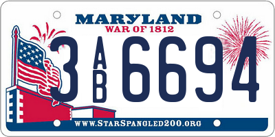 MD license plate 3AB6694