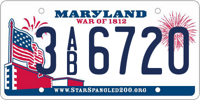 MD license plate 3AB6720