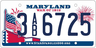 MD license plate 3AB6725