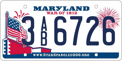 MD license plate 3AB6726